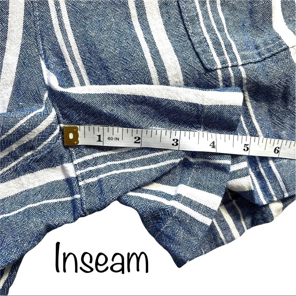 Nautica Soft Linen Pull On With Pockets Light Blue White Stripe Short Size Large - Picture 16 of 17